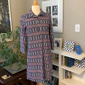 New Preppy Jude Connally S Babe Dress 60’s 70’s Geometric Long Sleeve Mod Retro